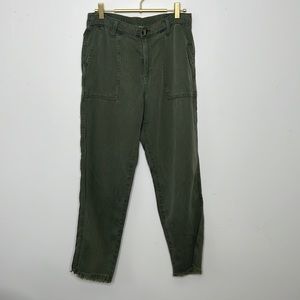 Arie Medium Olive Green Pants Raw Hem